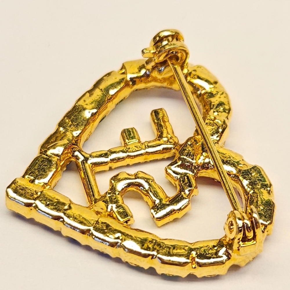 Colorful Rhinestone Heart Brooch - Picture 9 of 10